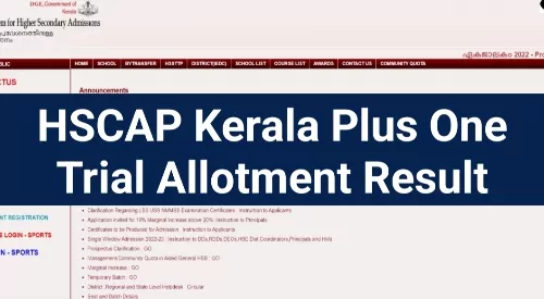 HSCAP Plus One Trial Allotment Results