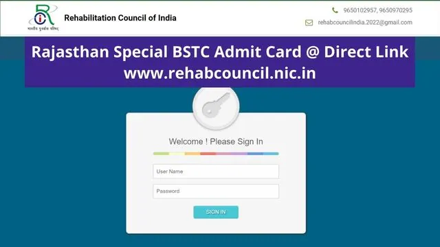 Rajasthan Special BSTC Admit Card