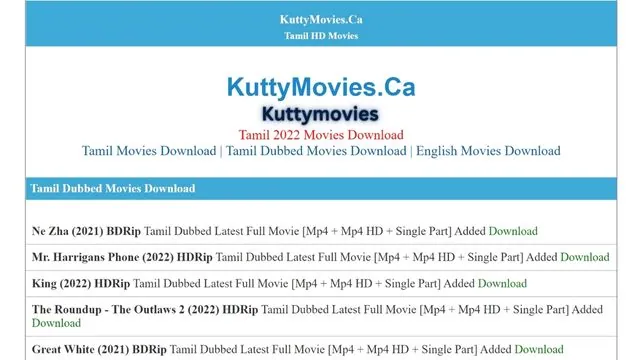 KuttyMovies Hindi Dubbed Movie Download