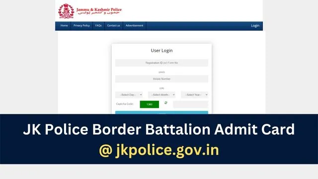 JK Police Border Battalion Admit Card