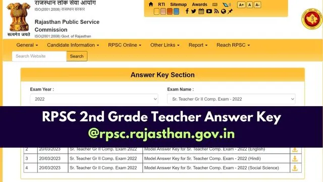 RPSC 2nd Grade Teacher Answer Key